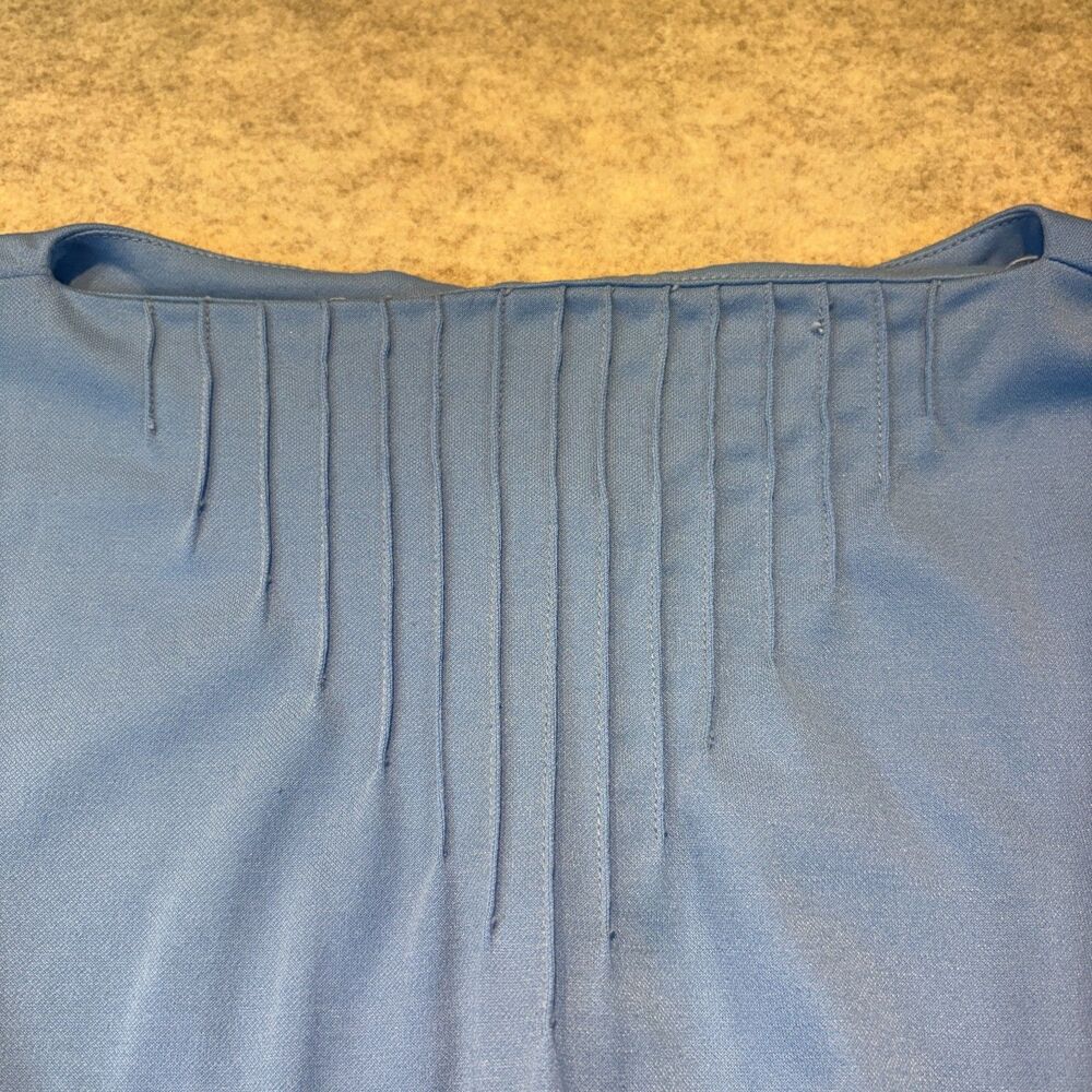 Vintage Leslie Fay Light Blue Dress Pintuck Cap Sleeve Elastic Waist Midi - Picture 2 of 8